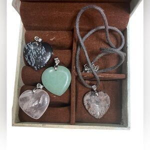 Amore Jewelry | Amore 4 Semi-Precious Stone Heart and Corded Necklace